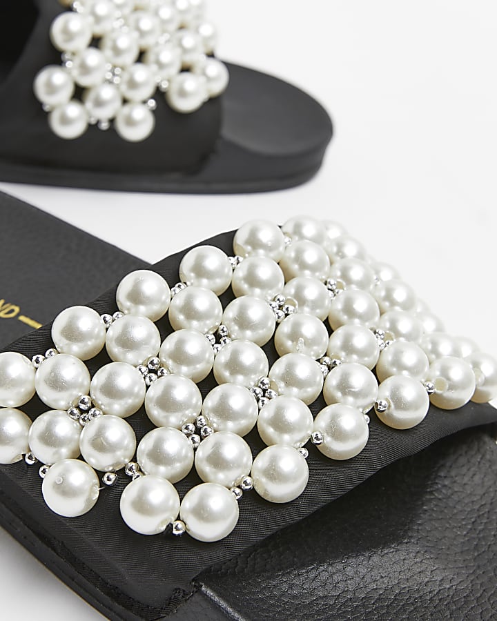 Black pearl embellished sliders