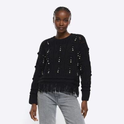 Black jumper hotsell with pearls