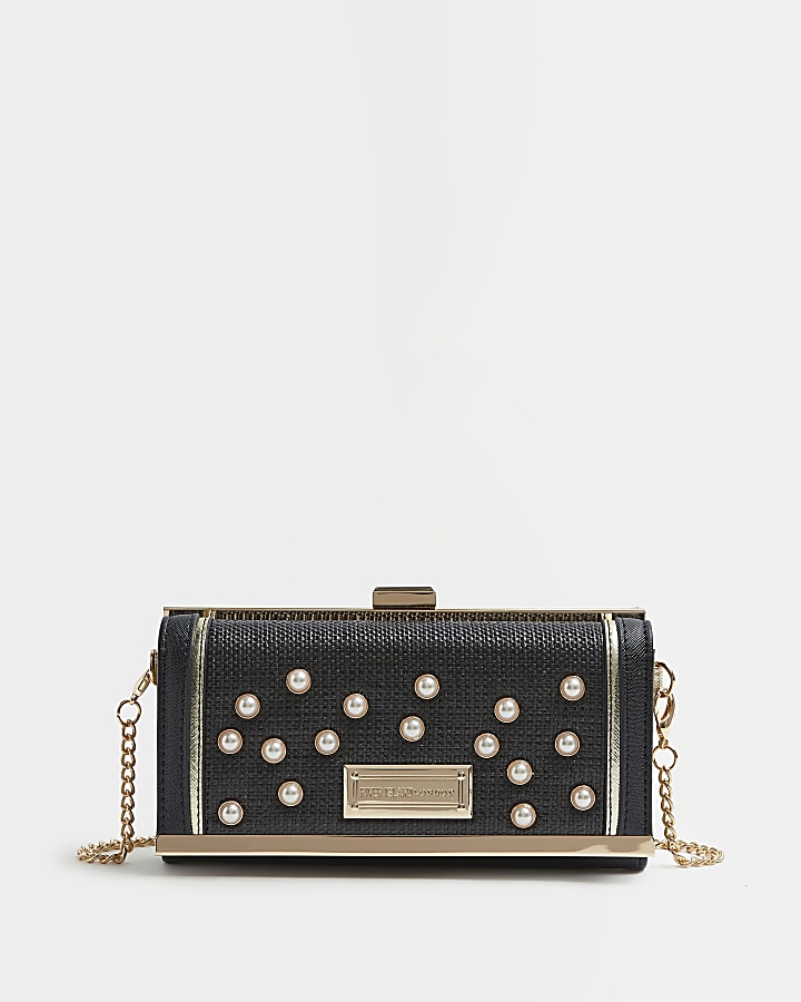 Black pearl studded purse