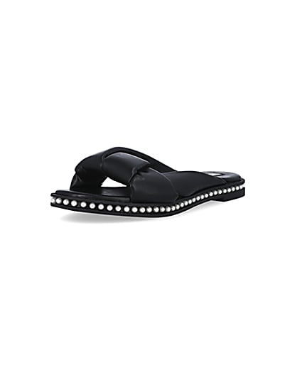 360 degree animation of product Black pearl studded sandals frame-0