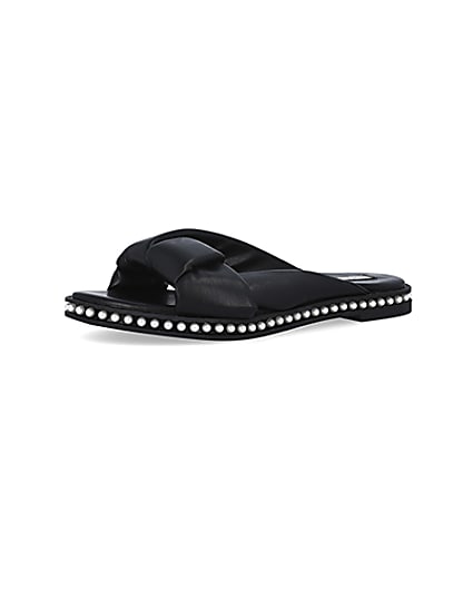 360 degree animation of product Black pearl studded sandals frame-1