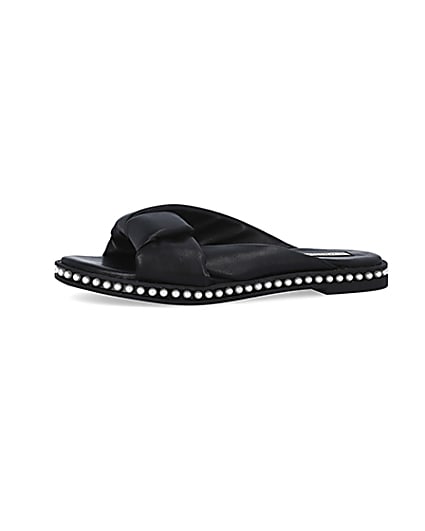 360 degree animation of product Black pearl studded sandals frame-2