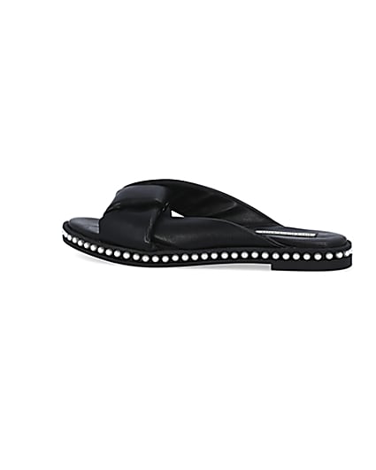 360 degree animation of product Black pearl studded sandals frame-4