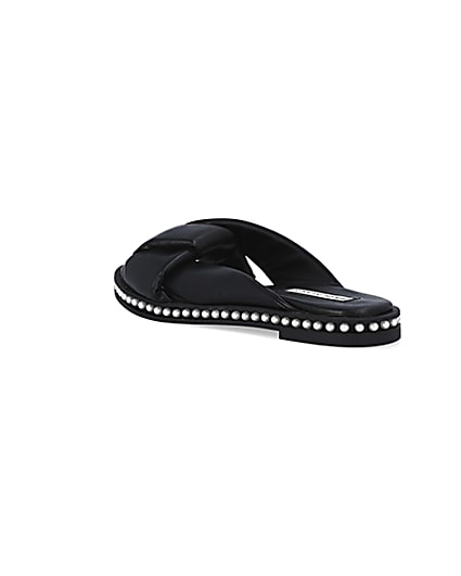 360 degree animation of product Black pearl studded sandals frame-6