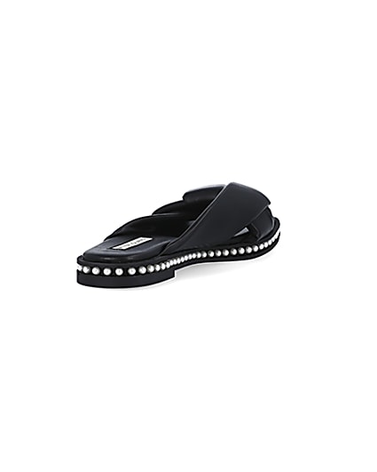 360 degree animation of product Black pearl studded sandals frame-11