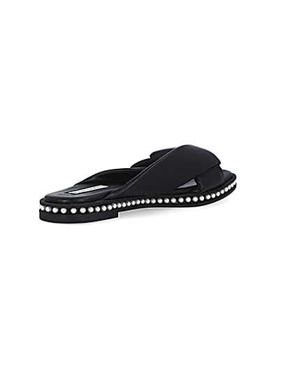360 degree animation of product Black pearl studded sandals frame-12