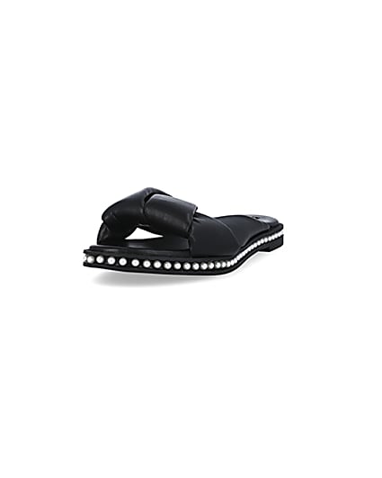 360 degree animation of product Black pearl studded sandals frame-23