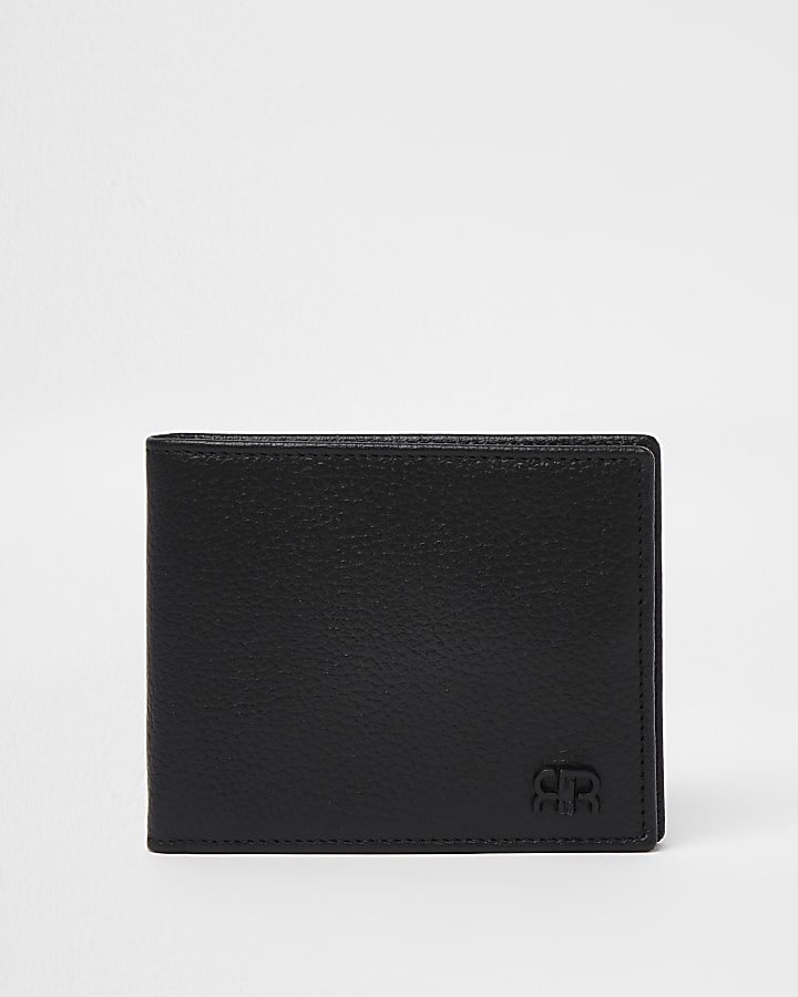 Black pebbled RR bifold wallet