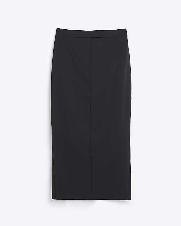Black pencil tailored maxi skirt