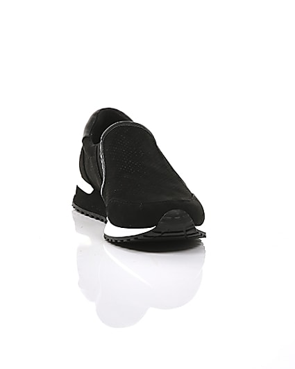360 degree animation of product Black perforated runner trainers frame-4