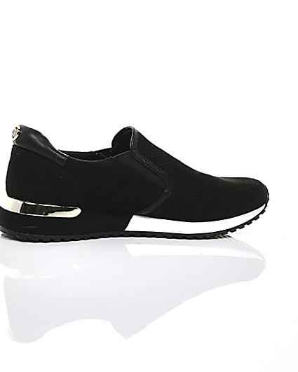 360 degree animation of product Black perforated runner trainers frame-10