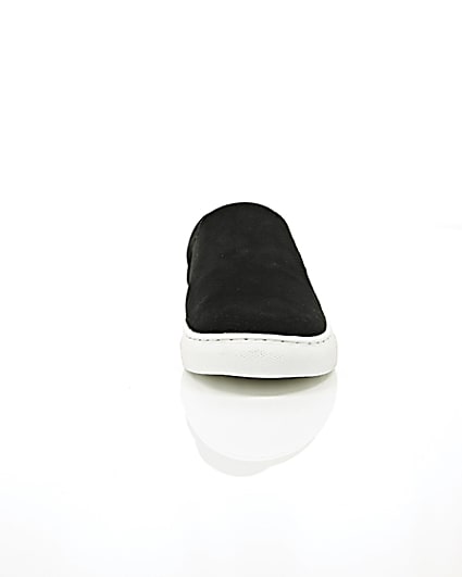 360 degree animation of product Black perforated slip on plimsolls frame-4
