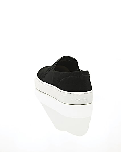 360 degree animation of product Black perforated slip on plimsolls frame-17