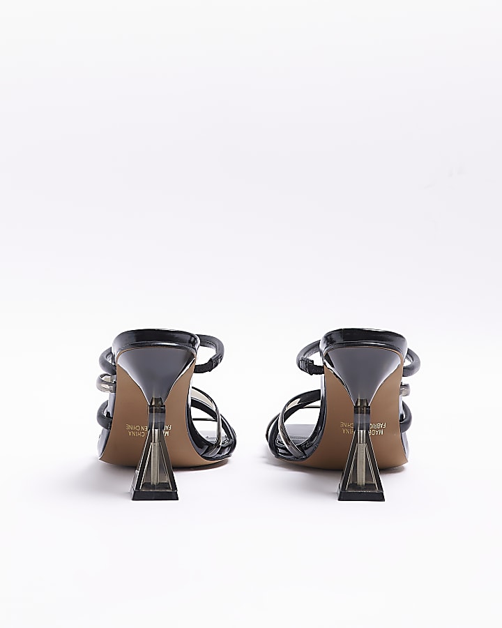 Black perspex heeled mules
