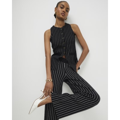 Black Pinstripe Longline Waistcoat