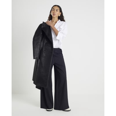 Black Pinstripe Wide Leg Trousers