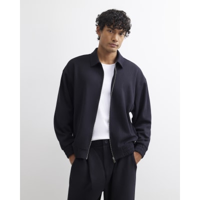 Black Pinstripe Zipped Sweatshirt