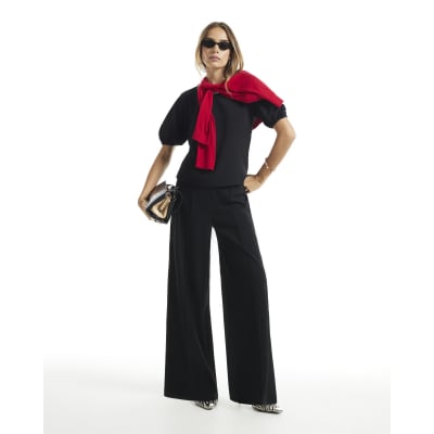 Pintuck Wide Leg Trouser