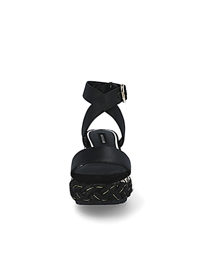 360 degree animation of product Black plaited espadrille flatform sandals frame-21