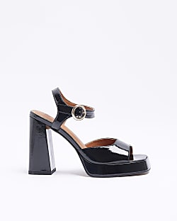 Black platform heeled sandals