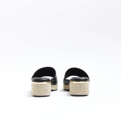 Black platform mule sandals