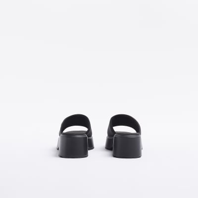 Black platform sliders