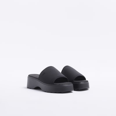Black platform sliders