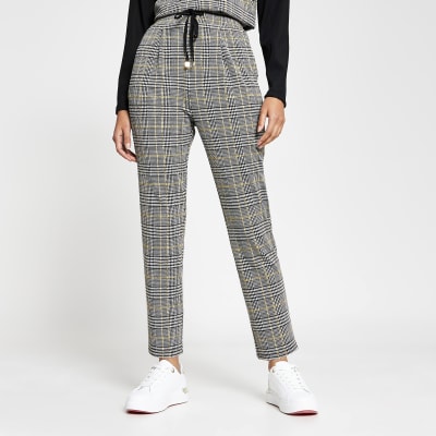 womens checked joggers