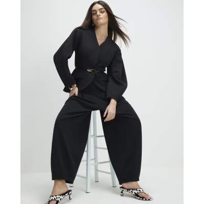 Black Pleated Balloon Leg Trousers
