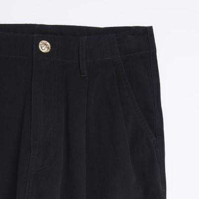 Black pleated chino trousers