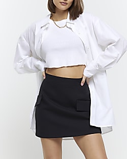 Black pocket detail mini skirt