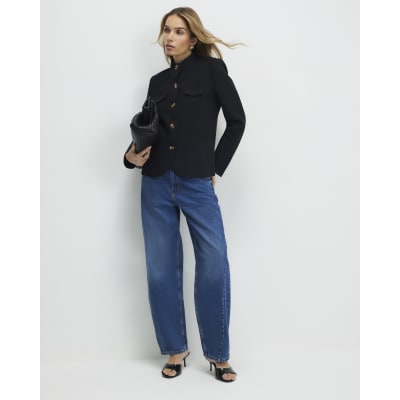 Black Pocket Detail Structured Jacket