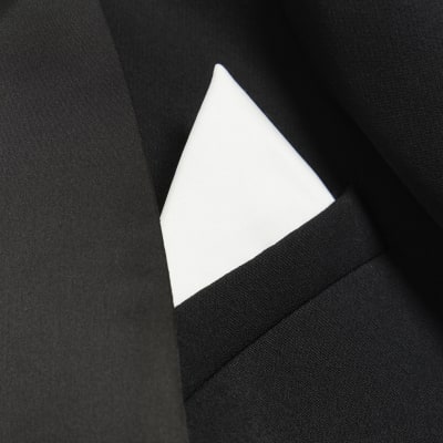 Black pocket square tuxedo jacket River Island