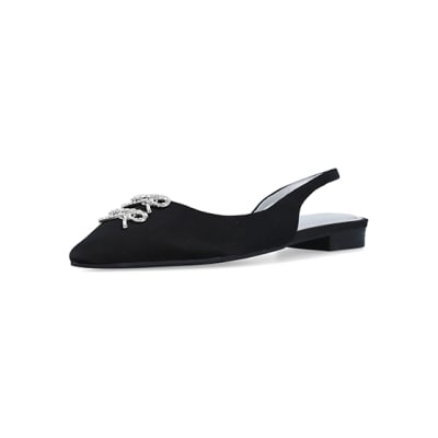 360 degree animation of product Black pointed slingback shoes frame-0