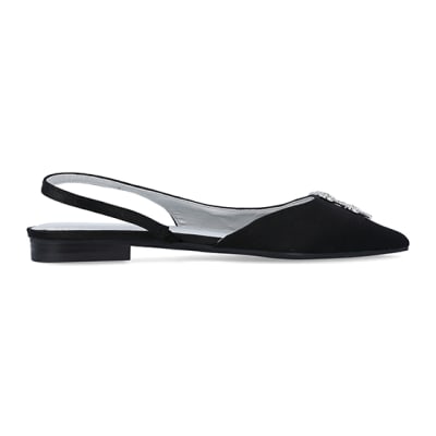 Black pointed slingback shoes | River Island