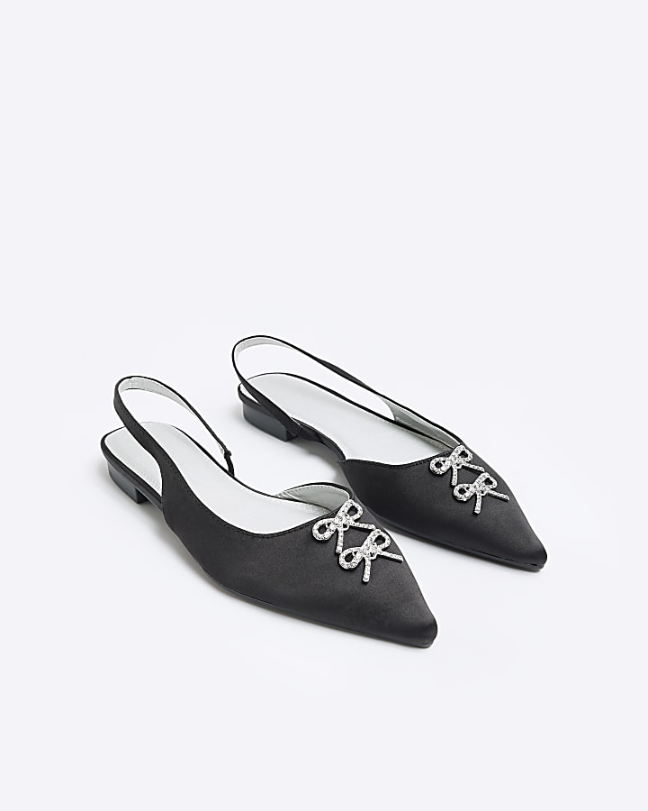 Black pointed slingback shoes