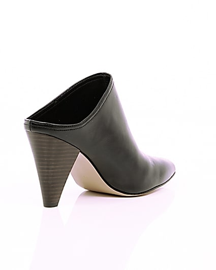 360 degree animation of product Black pointed toe cone heel mules frame-13