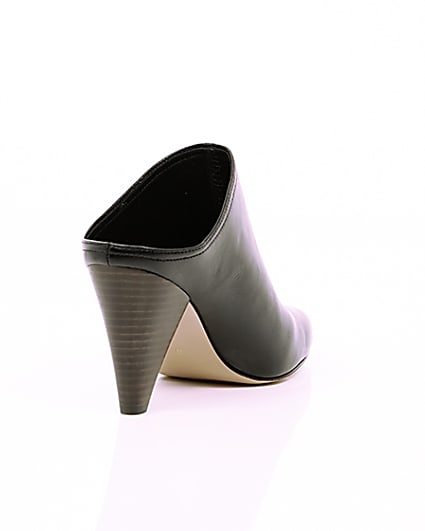360 degree animation of product Black pointed toe cone heel mules frame-14