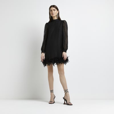 river island black spot dress