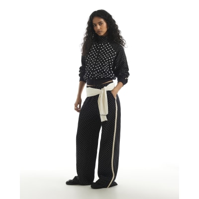 Black Polka Dot Jacquard Joggers