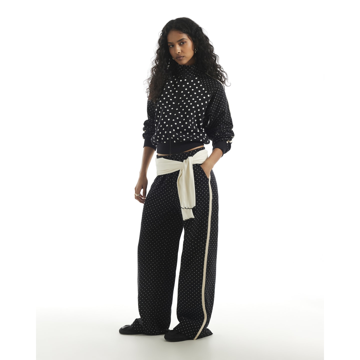 River Island Black Polka Dot Jacquard Joggers — photo 1 of 1