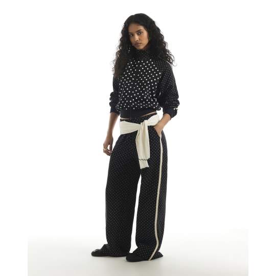 River Island Black Polka Dot Jacquard Joggers