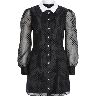 river island black polka dot dress