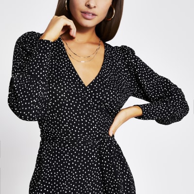 river island black polka dot dress