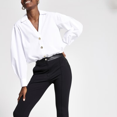 womens black tight trousers