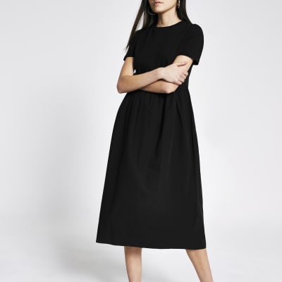 black t shirt dress midi