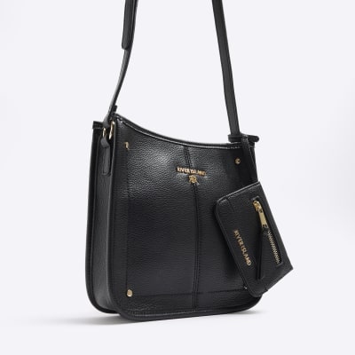 Black pouch detail messenger bag River Island