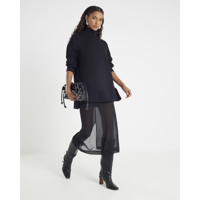 Black Premium High Neck Tunic Top