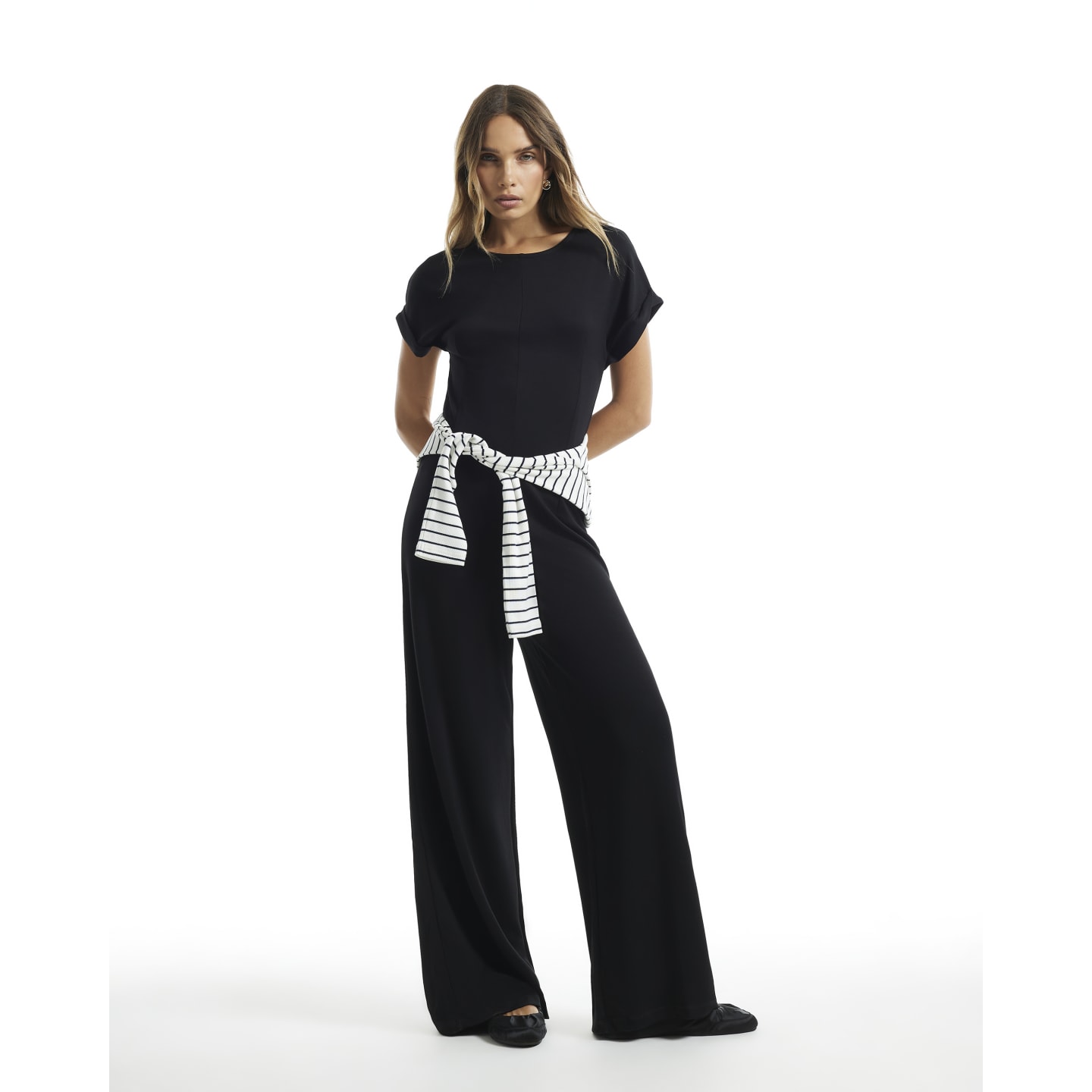 River Island Black Premium Short Sleeve Jumpsuit — photo 1 of 1