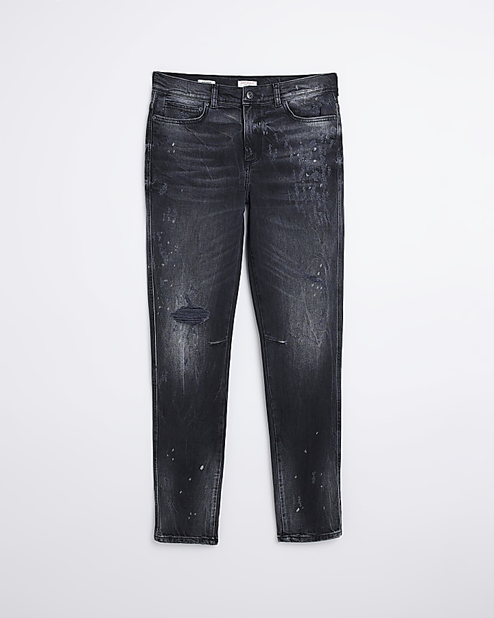 Black premium skinny fit ripped jeans